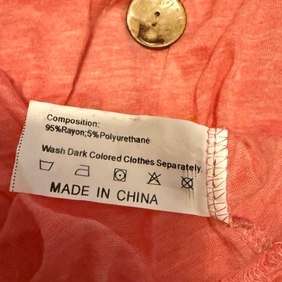 Salmon Pink Button-Adorned Women's Top - Picture 5 of 5